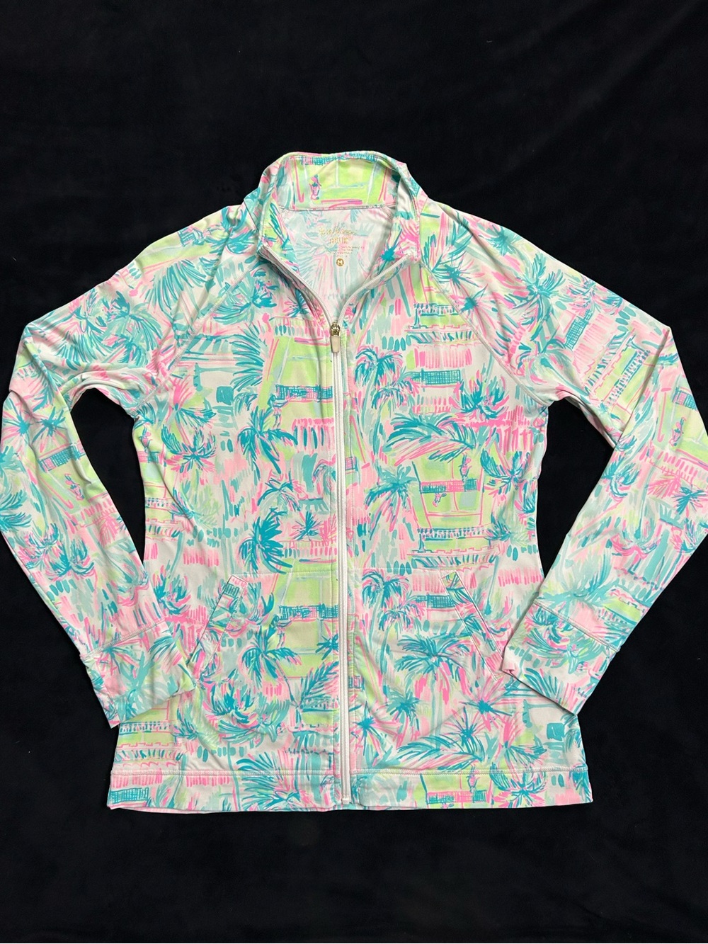 Lilly Pulitzer Luxletic Pastel Multi Palm Print Zip Jacket